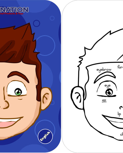 Wooden Puzzle Frame - Face Boy English Edunation South Africa Body and Face Puzzles