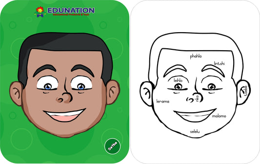 Wooden Puzzle Frame - Face Boy Sotho Edunation South Africa Body and Face Puzzles