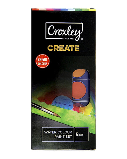 Water Colour Paint Set with brush 12's - Croxley