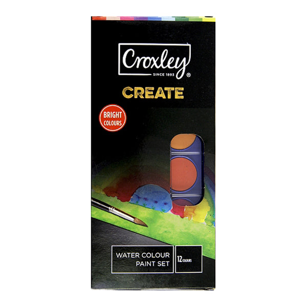 Water Colour Paint Set with brush 12's - Croxley