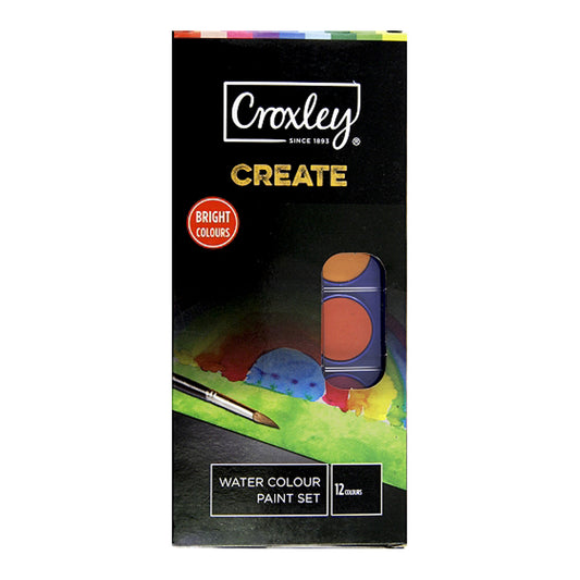 Water Colours Paint Set with brush 12's - Croxley