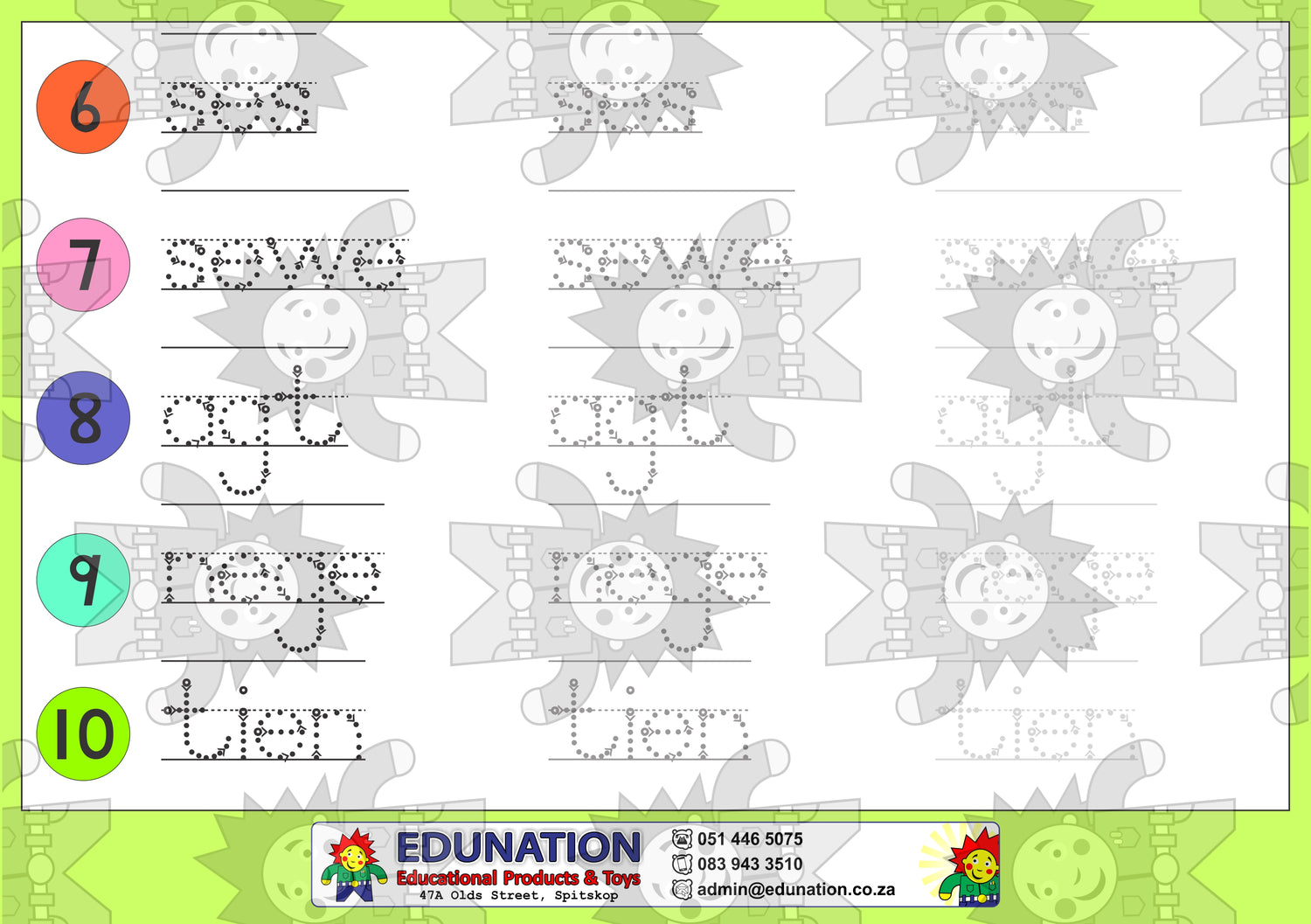 Een - tien - Getal Name -Double Sided - Edunation South Africa