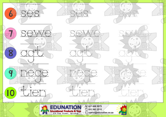 Een - tien - Getal Name -Double Sided - Edunation South Africa