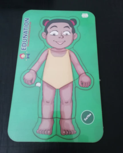 Wooden Puzzle Frame - Body Girl Sotho Edunation South Africa Body and Face Puzzles