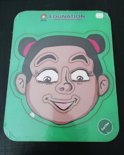 Wooden Puzzle Frame - Face Girl Sotho Edunation South Africa Body and Face Puzzles