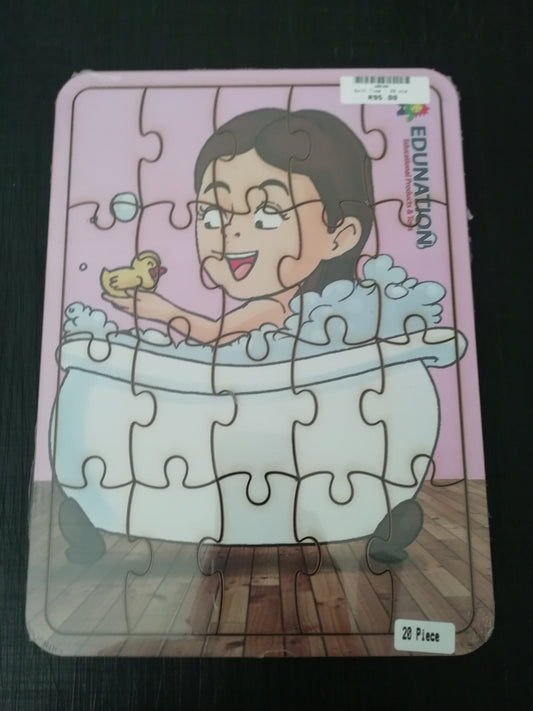 Wooden Puzzle Frame A4  - 20pc Bath Time Edunation South Africa A4 Frame Puzzles