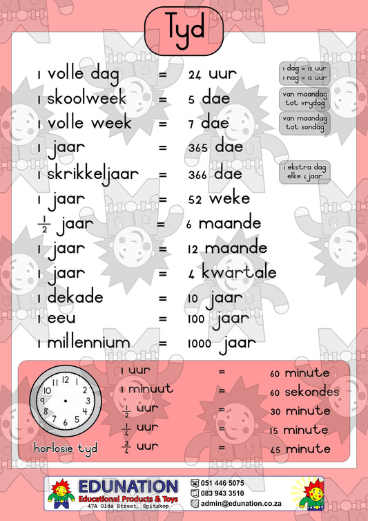 Tyd - Dag en Nag - Double Sided - Edunation South Africa