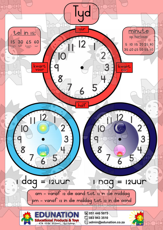 Tyd - Dag en Nag - Double Sided - Edunation South Africa