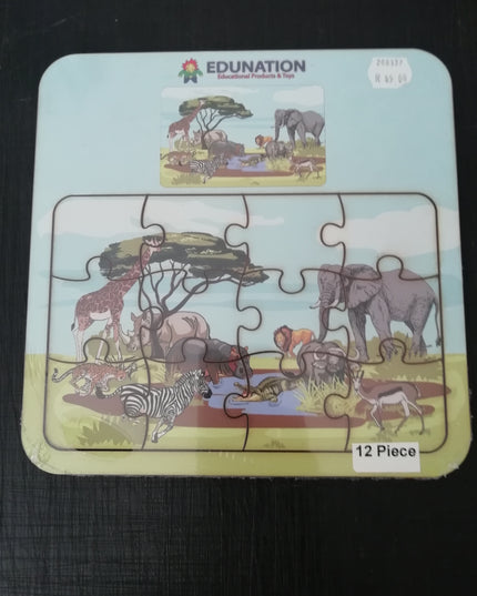 Wooden Puzzle Frame picture - 12pc Wild Animals Edunation South Africa Square Frame Puzzles