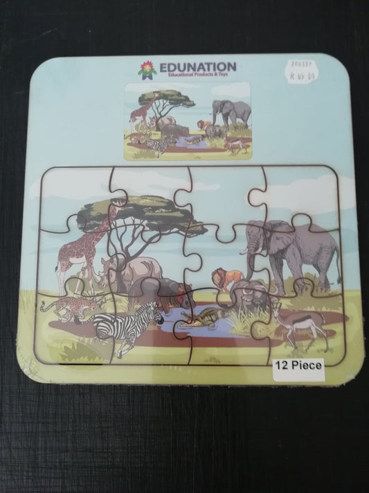 Wooden Puzzle Frame picture - 12pc Wild Animals Edunation South Africa Square Frame Puzzles